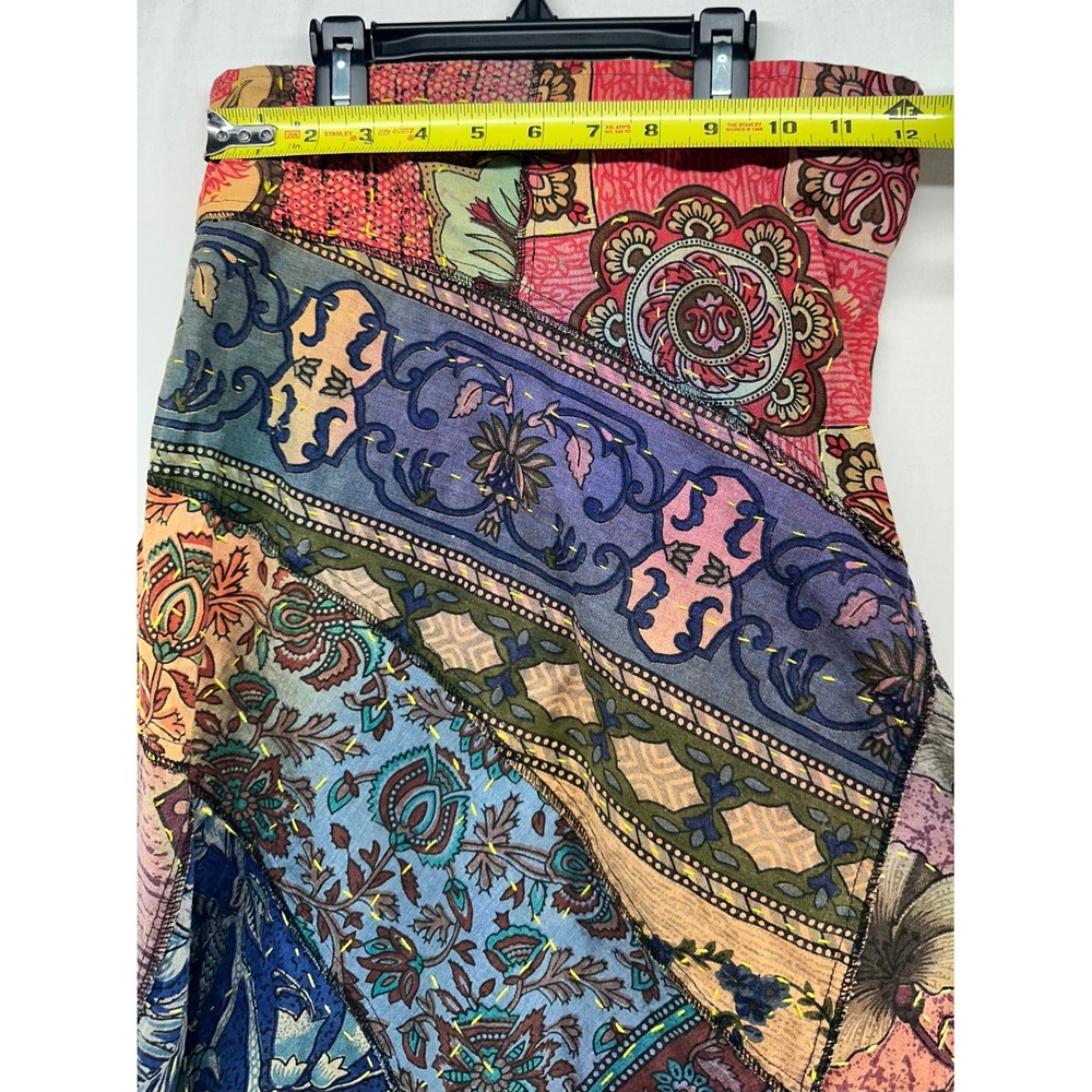 Earthbound Trading Co Womens Small Patchwork Boho Handkerchief Hem Skirt Cotton - Picture 4 of 7